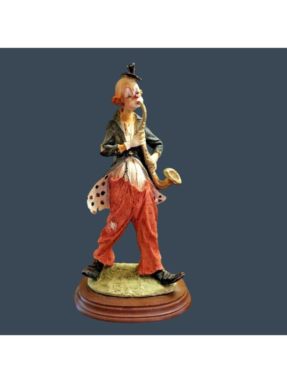 Clown Hobo Figurine Pucci Amart 12 In Vintage Statue Saxophone Clown Figure